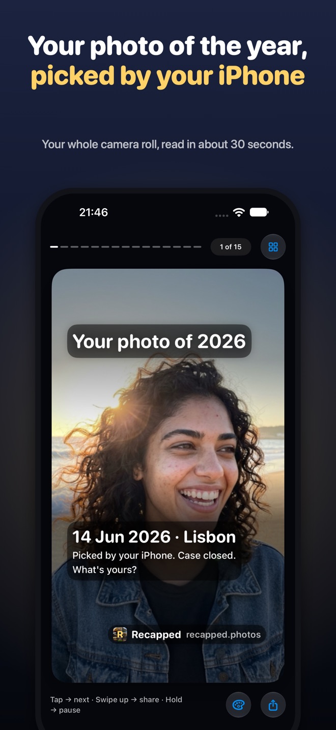 Photo of the year card from Recapped on an iPhone